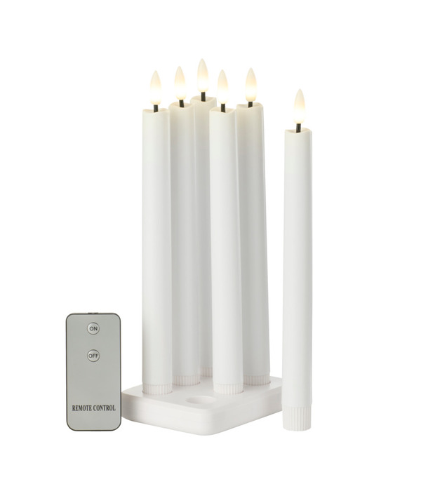 LED-kronelys genopladelig hvid 6-pk.